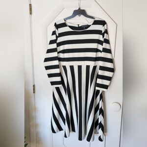 Eloquii Black and White Striped Tea Dress 22